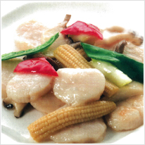 季節の野菜と生ホタテの炒め